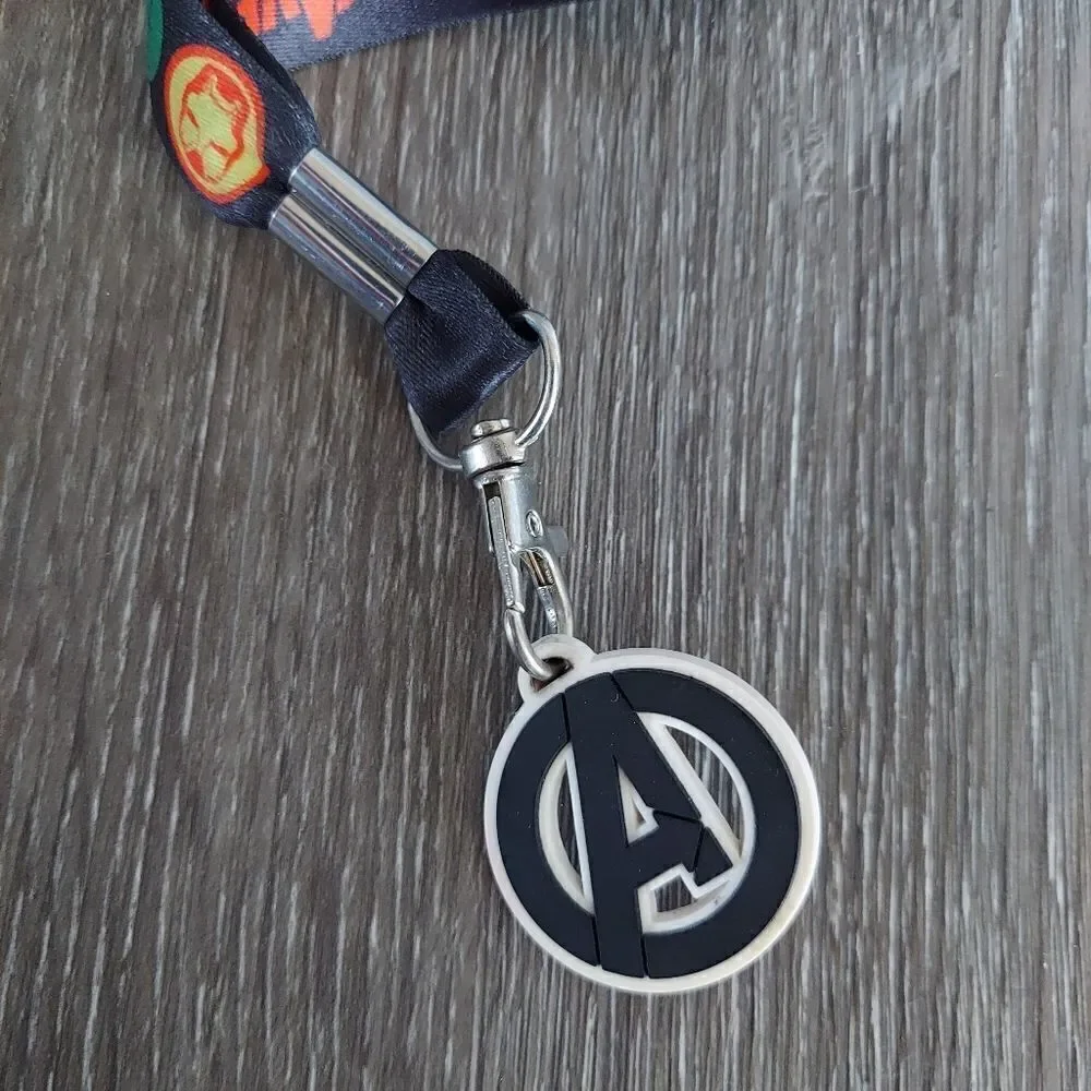 Marvel Avengers Lanyard 4- Avenger Icons Black Multi Color